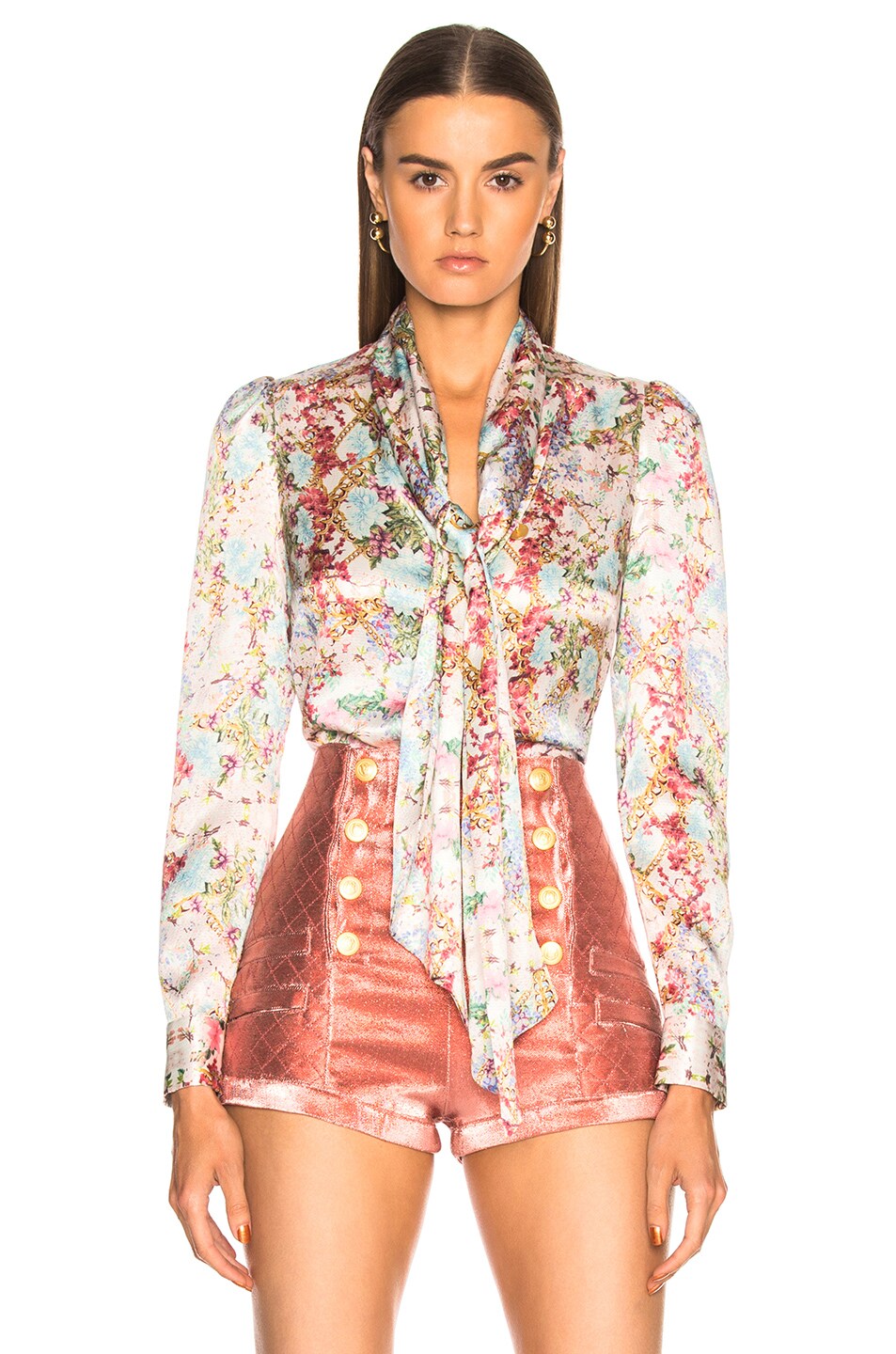 Image 1 of Pierre Balmain Tie Neck Blouse in Multi