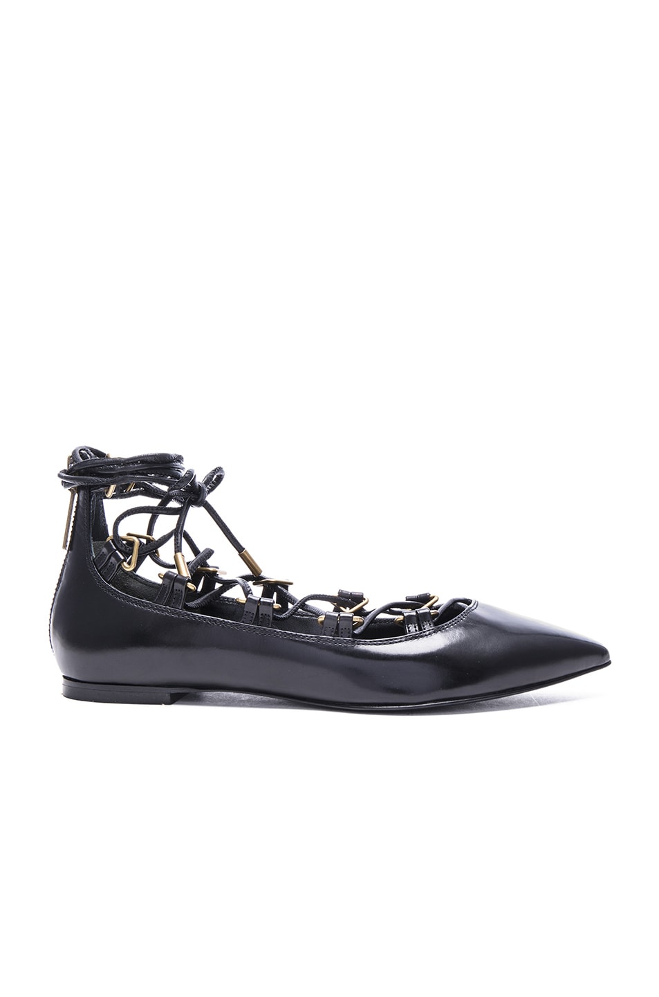 Image 1 of Pierre Balmain Leather Lace Up Flats in Black