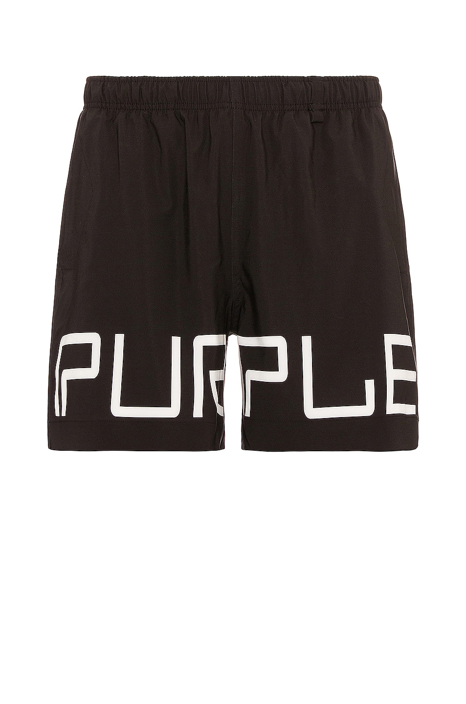 Image 1 of Purple Brand Printed All Round Shorts in Wordmark Black