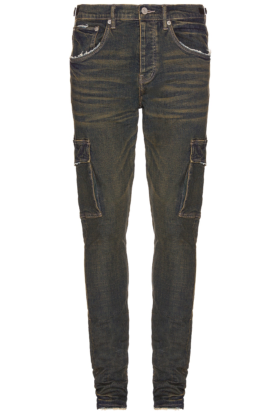 Image 1 of Purple Brand Resin Cargo Jeans in Indigo & Dirty Grey