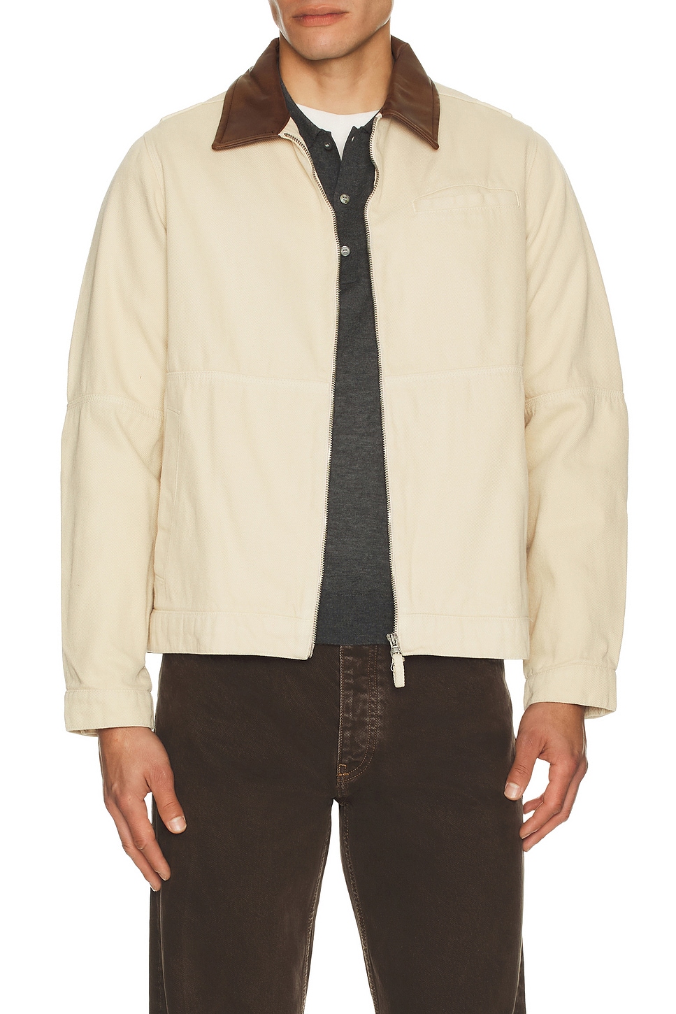 Image 1 of Percival Preface Contrast Collar Jacket in Ecru