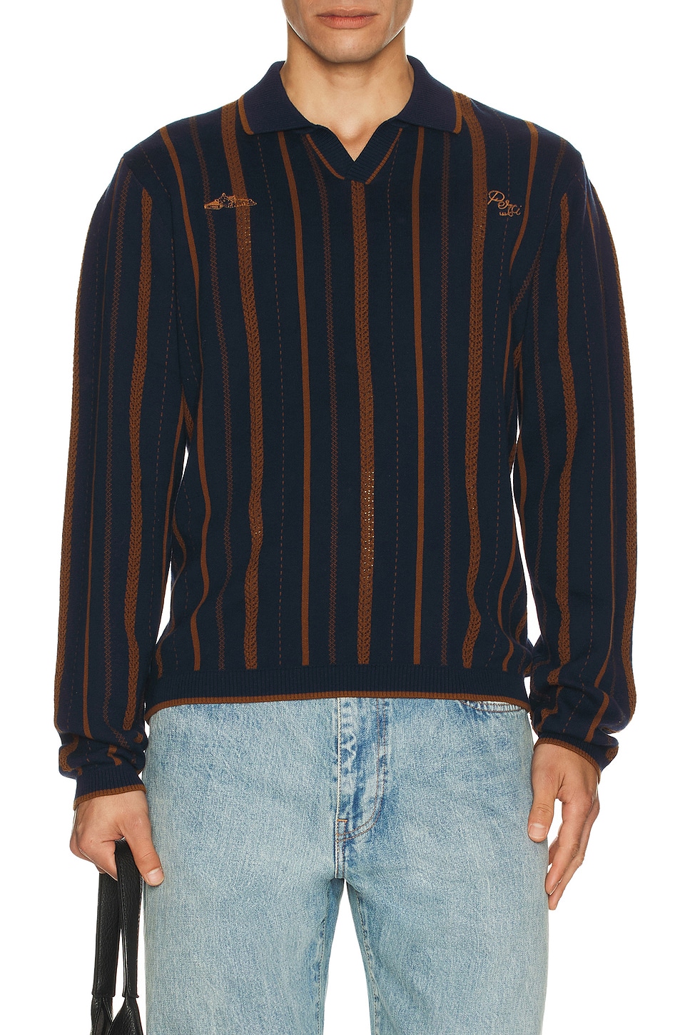 Image 1 of Percival Citation Knitted Football Shirt in Navy