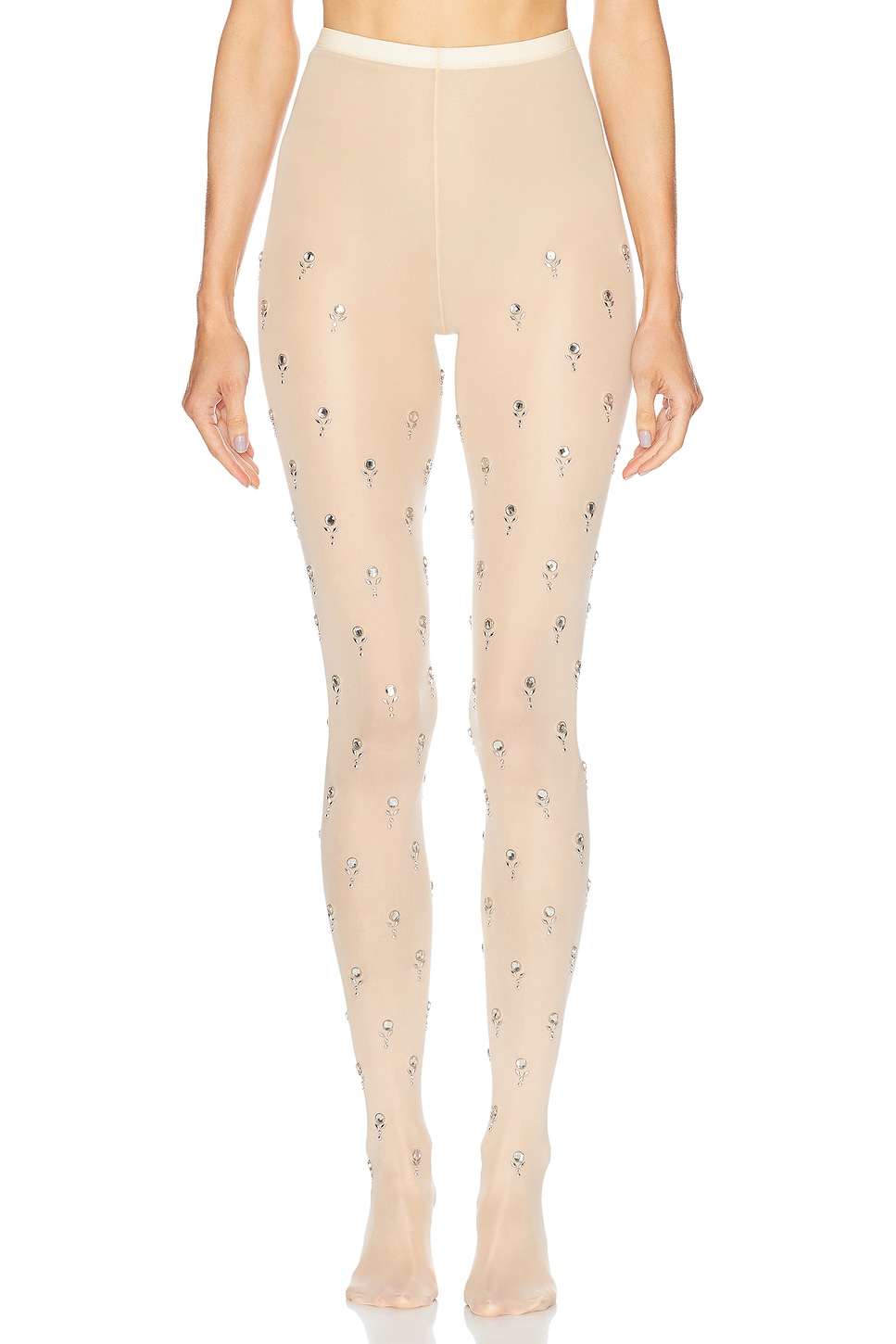 Shop Rabanne Embellished Tights In Pink