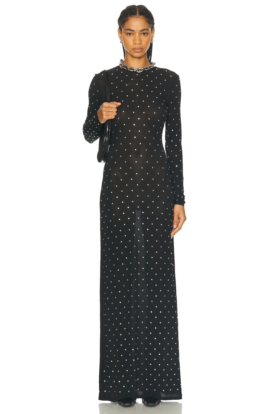 Shop Rabanne Robe Long Dress In Black