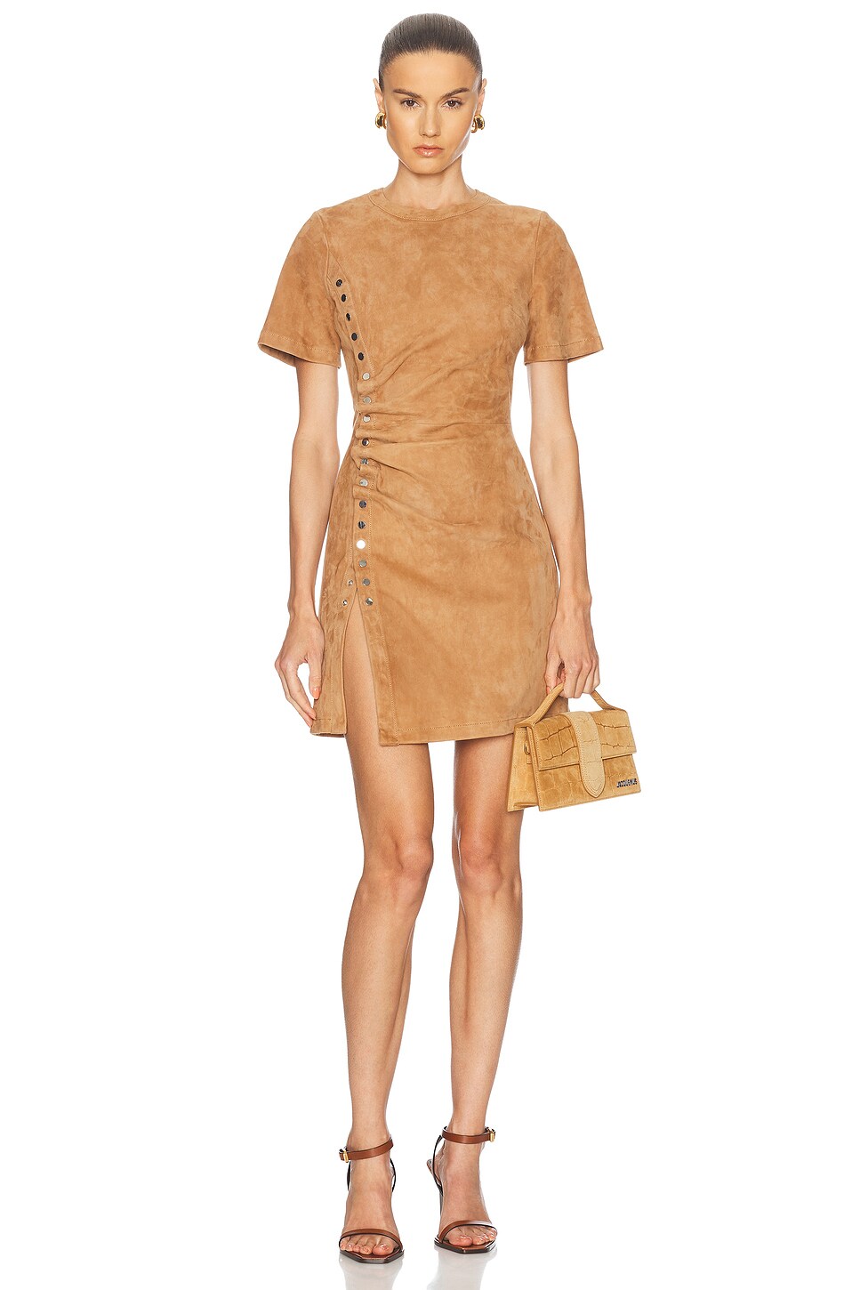 Image 1 of RABANNE Suede Dress in New Caramel