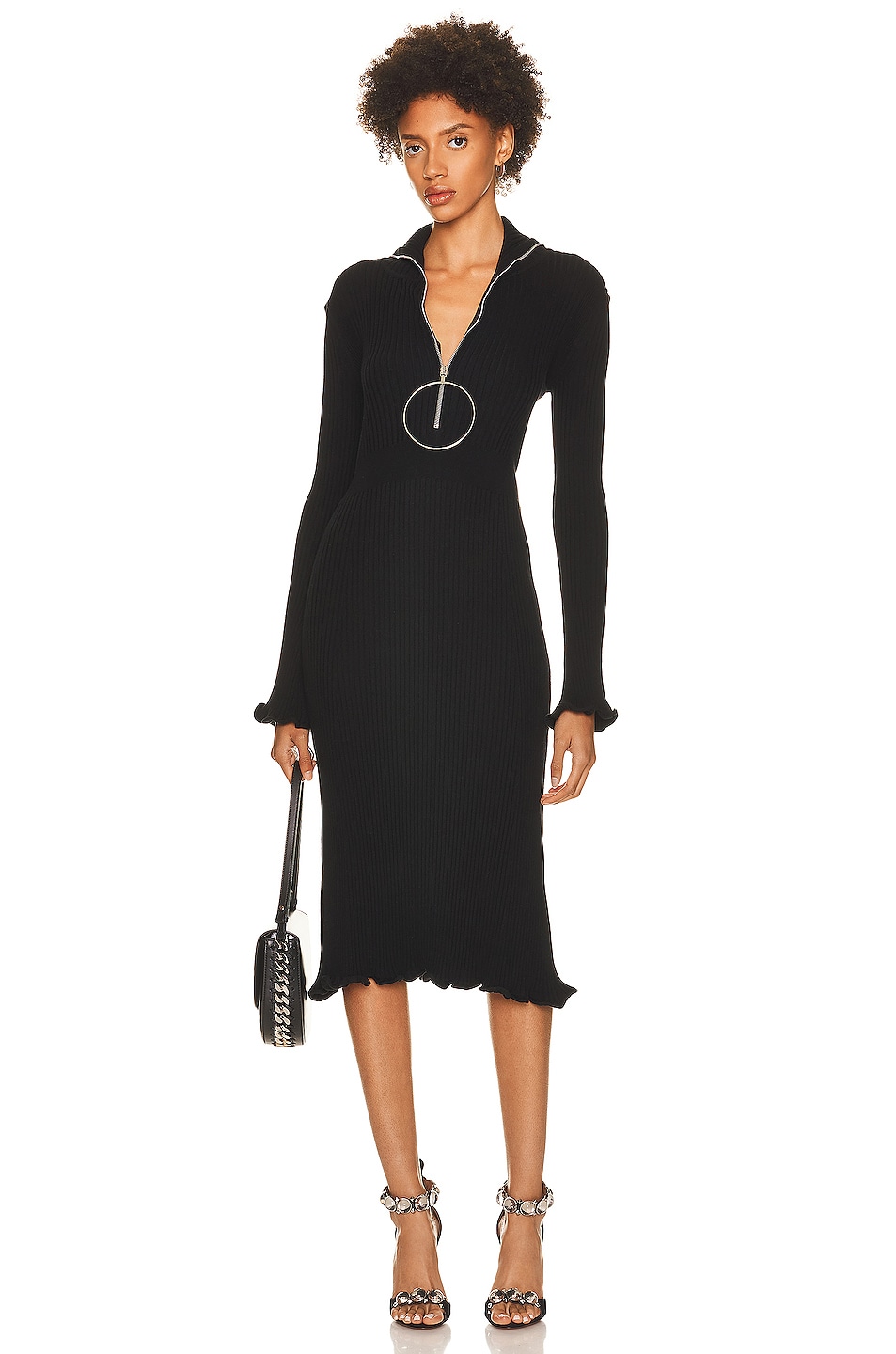 Image 1 of RABANNE Long Sleeve Midi Dress in Black