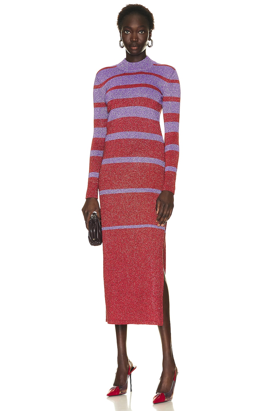 Image 1 of RABANNE Long Sleeve Dress in Purple & Red