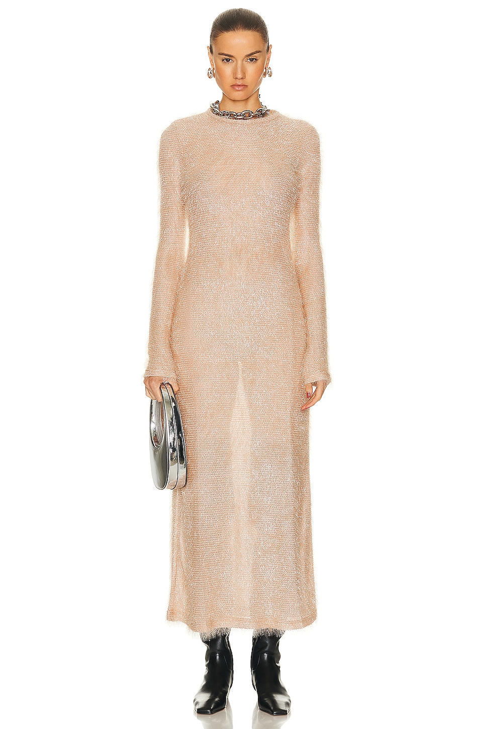 Image 1 of RABANNE Crystal Maxi Dress in Light Pink