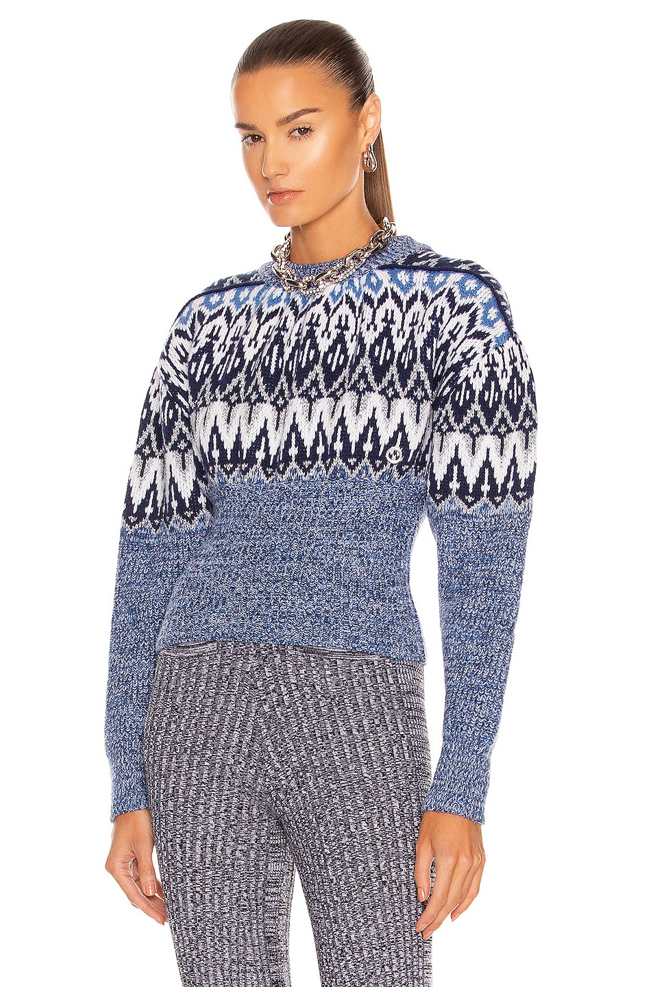 Image 1 of RABANNE Printed Sweater in Bleu Nordique
