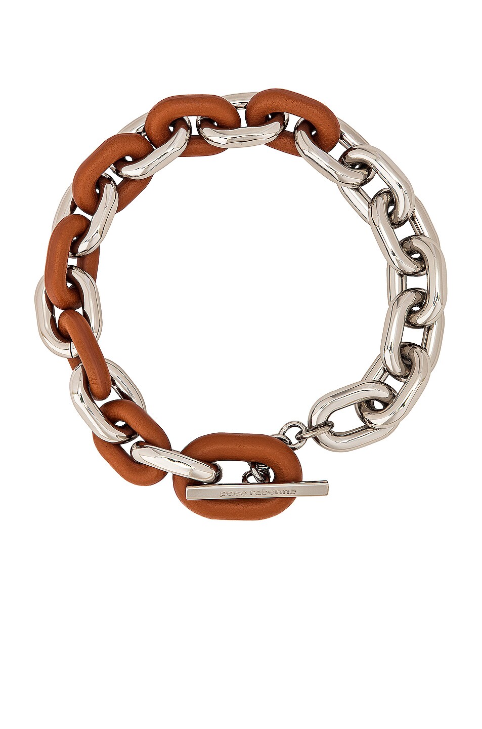 Image 1 of RABANNE XL Link Necklace in Silver & Cognac