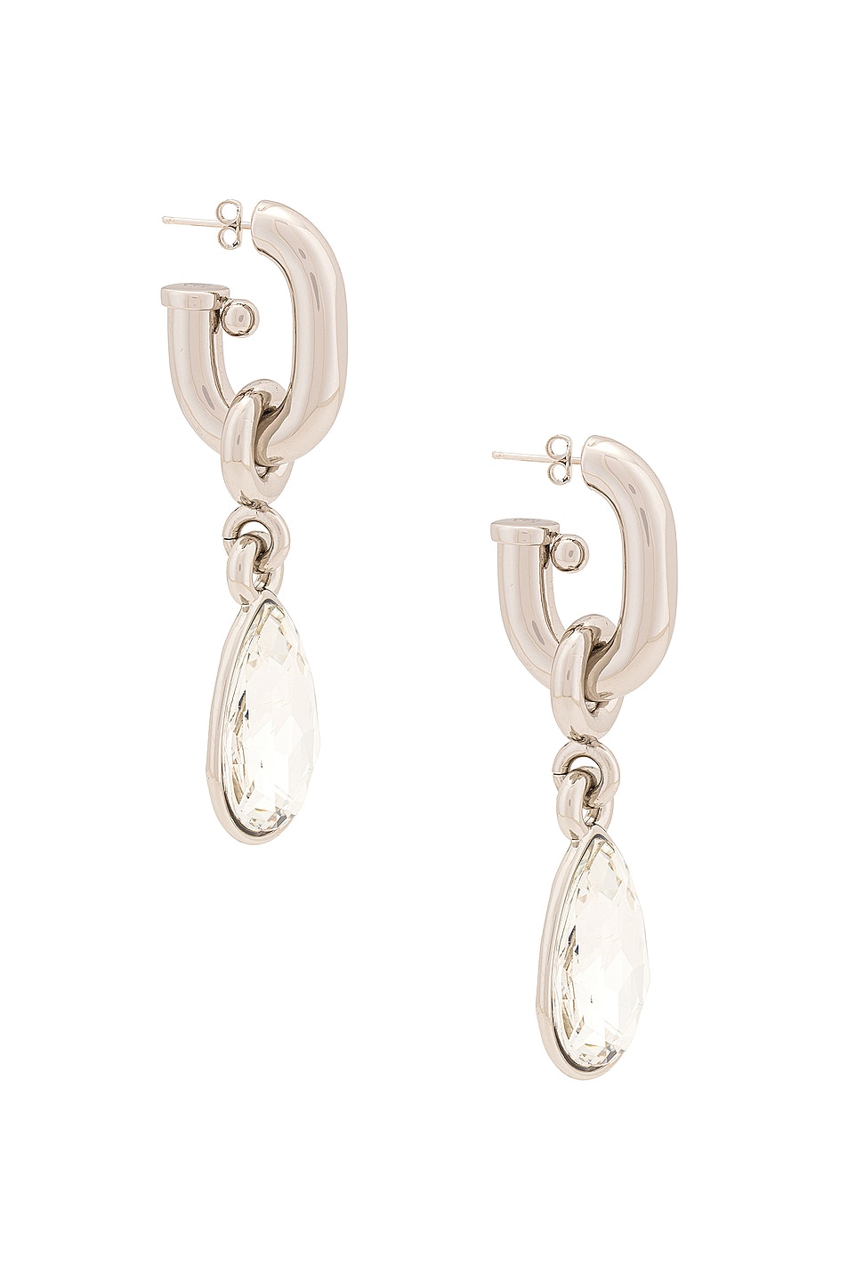 Image 1 of RABANNE XL Link Hoop Earrings in Silver & Diamond