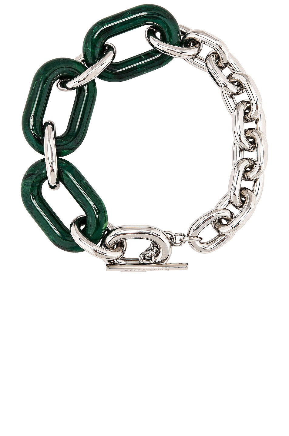 Image 1 of RABANNE XL Link Necklace in Silver & Vert