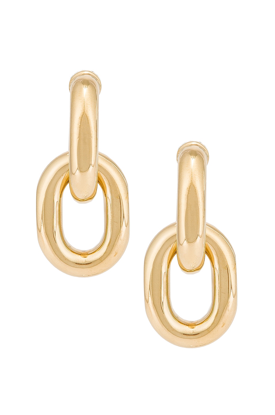 Image 1 of RABANNE Hanging Hoop Earrings in Light Gold