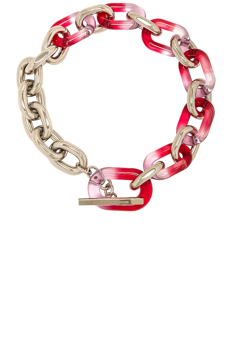 Image 1 of RABANNE XL Link Necklace in Silver, Pink, & Red