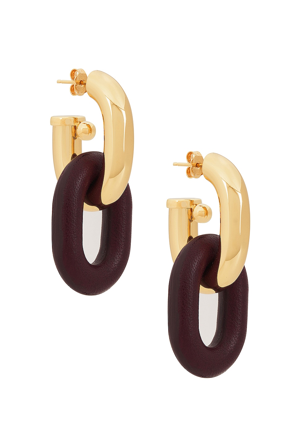 Image 1 of RABANNE XL Link Double Earrings in Gold & Burgundy