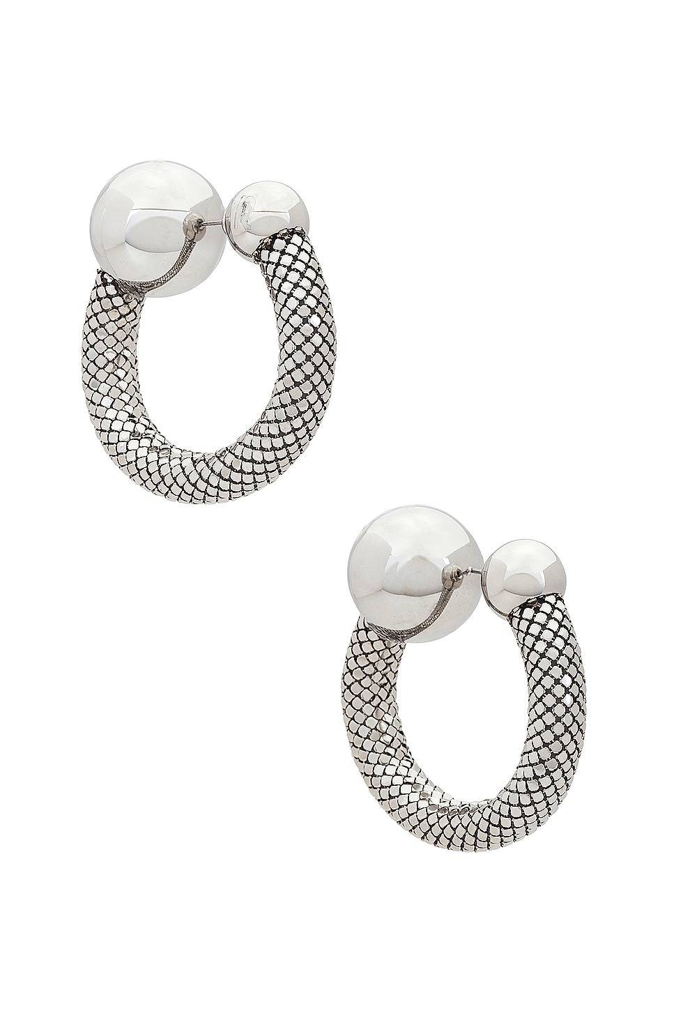 Image 1 of RABANNE Mini Mesh Earrings in Silver