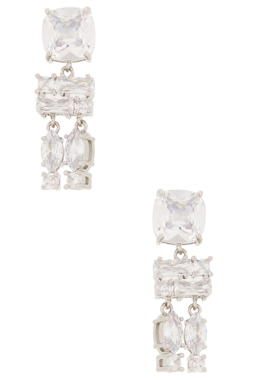 Image 1 of RABANNE Crystal Earrings in Silver & Crystal