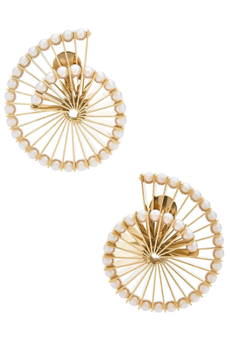 Image 1 of RABANNE Spiral Earrings in Gold & Pearl