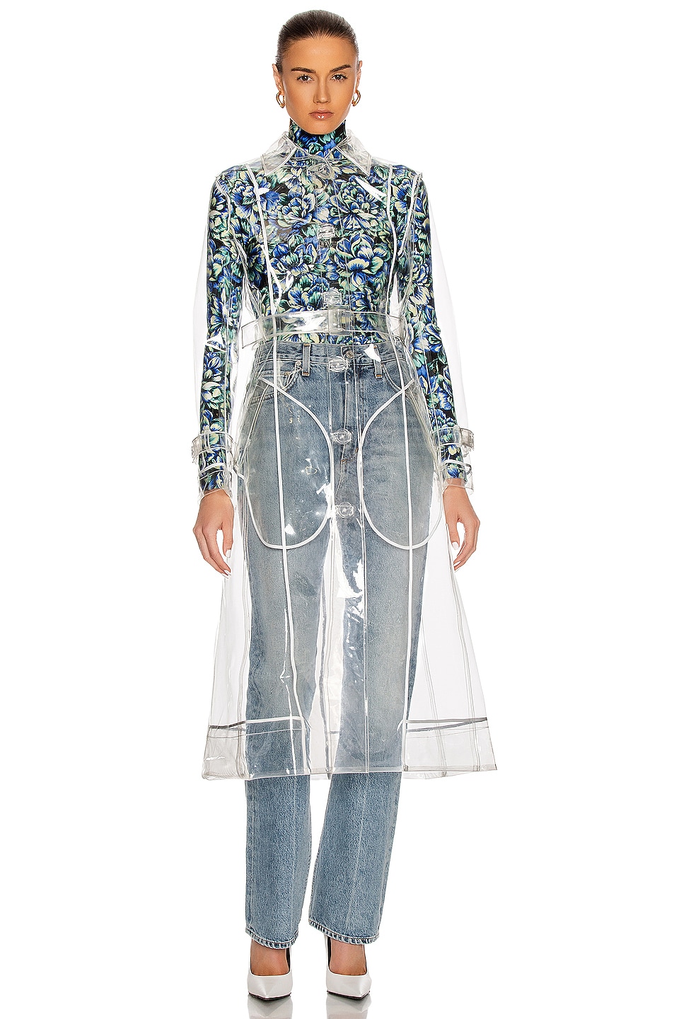 Image 1 of RABANNE Clear Trench Coat in Transparent