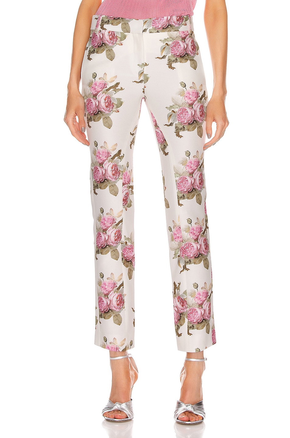 Image 1 of RABANNE Floral Printed Trouser Pant in Light Beige Bouquet