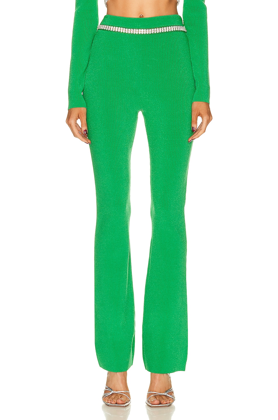 Image 1 of RABANNE Crystal Belt Pant in Green