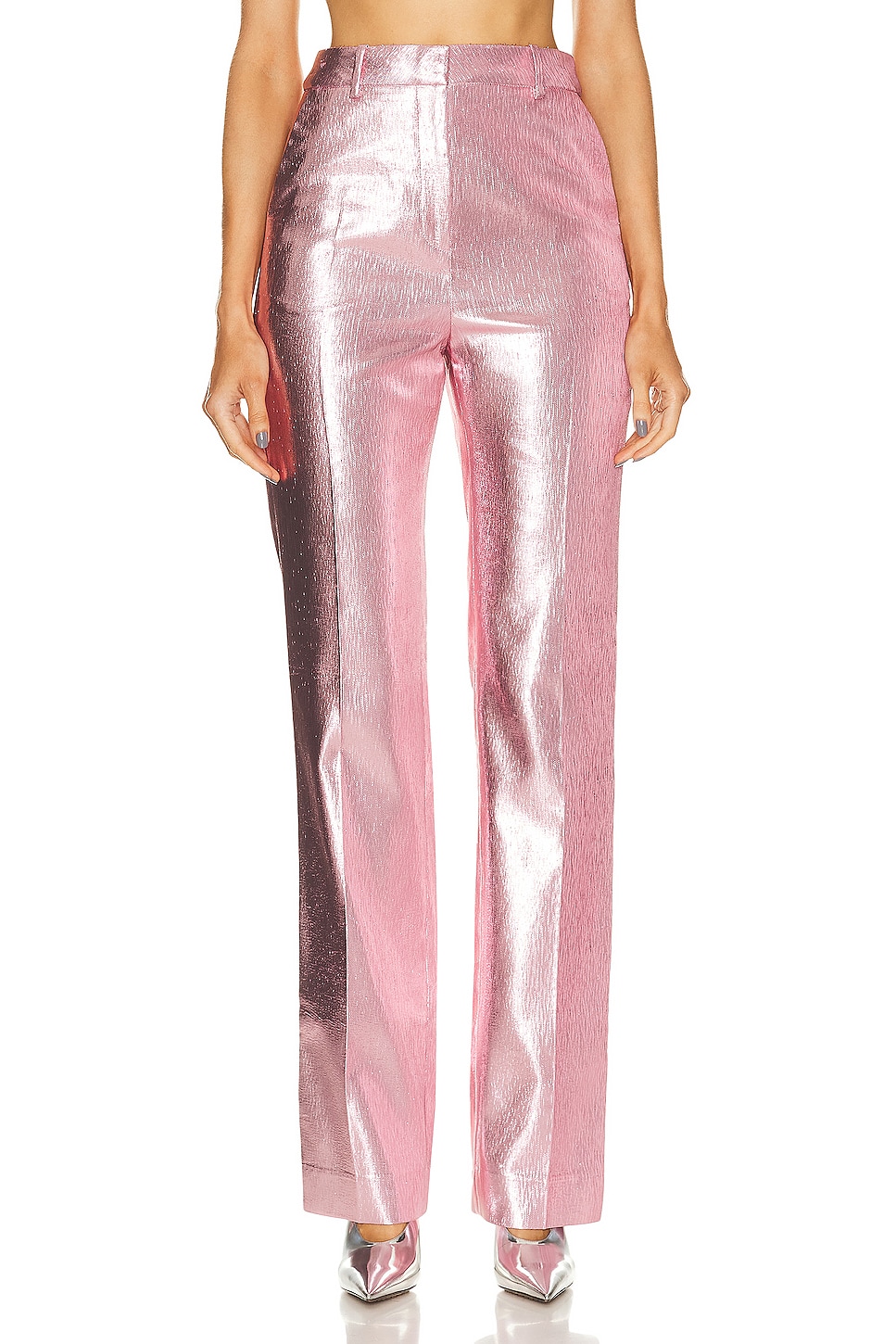 Image 1 of RABANNE Metallic Straight Pant in Pink