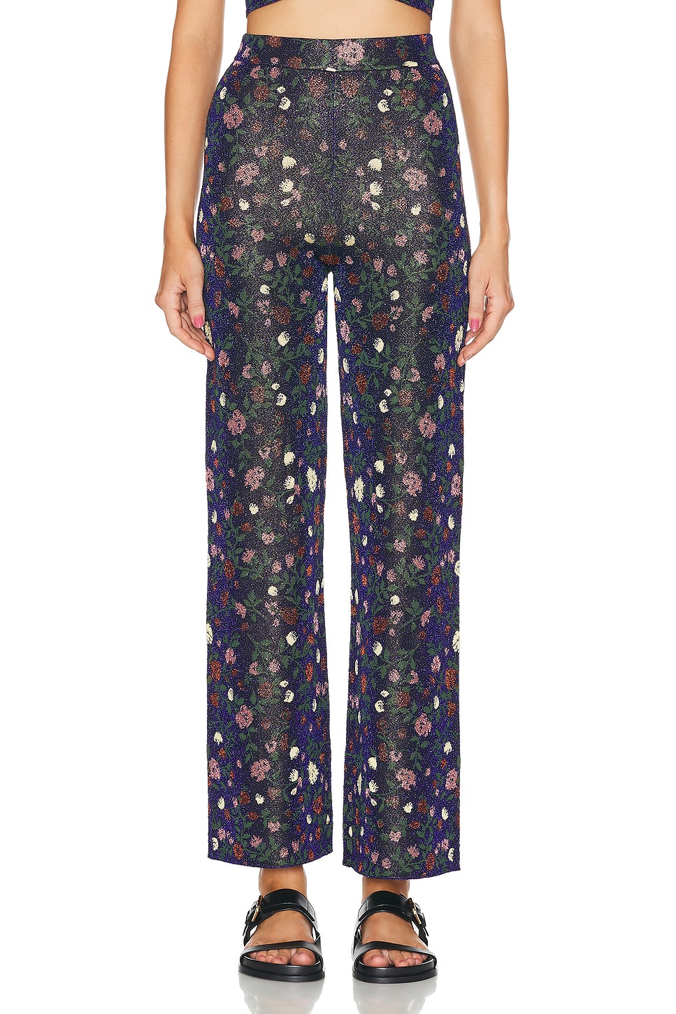 Image 1 of RABANNE Jacquard Pants in Blue Floral