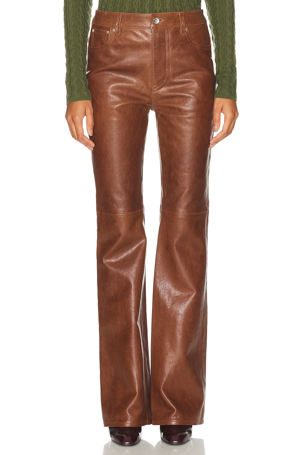 Leather Straight Leg in Brown