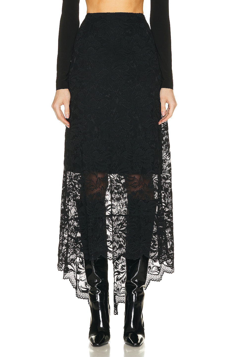 Image 1 of RABANNE Lace Skirt in Black