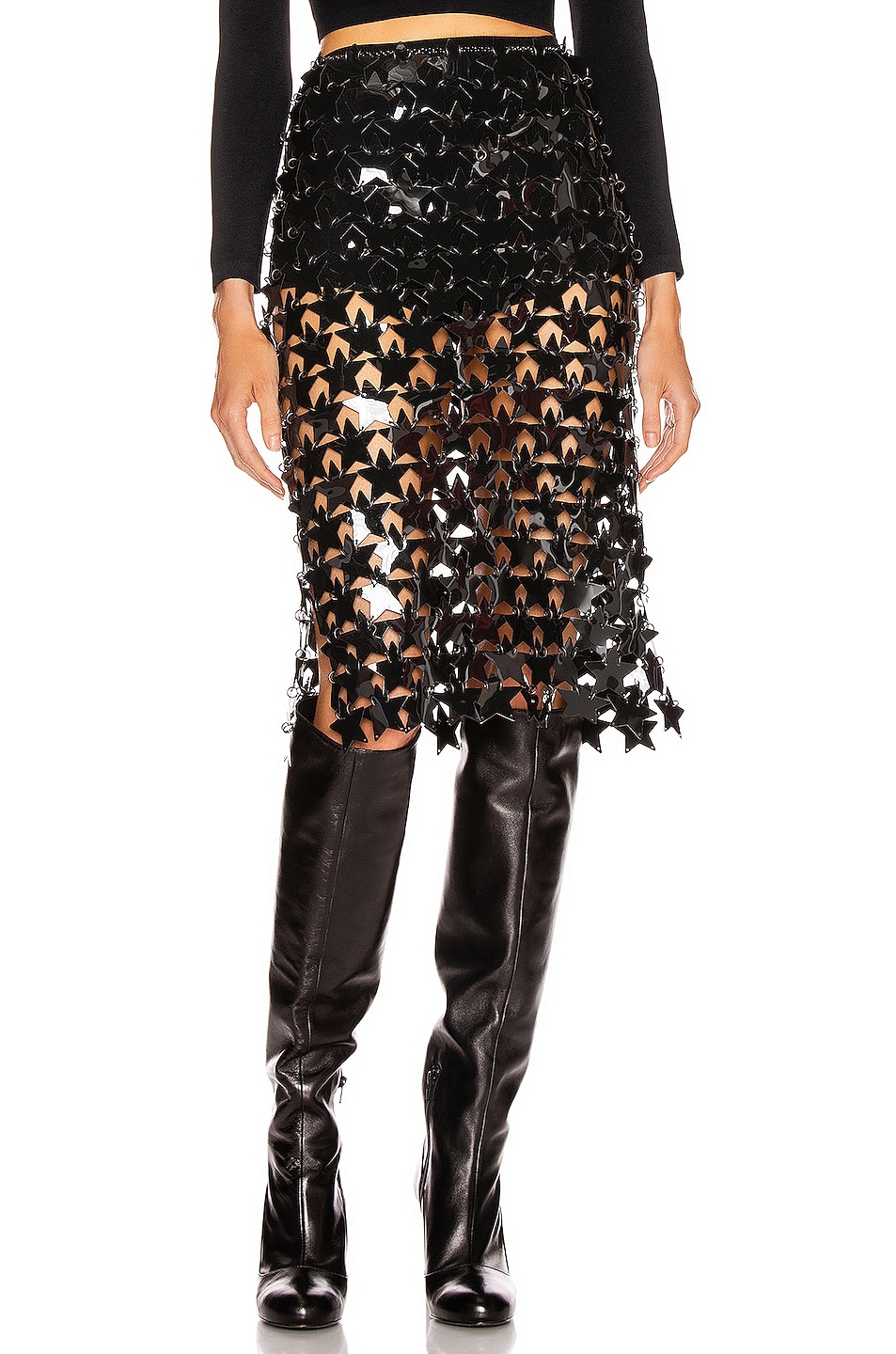 RABANNE Star Pailette Skirt in Black | FWRD
