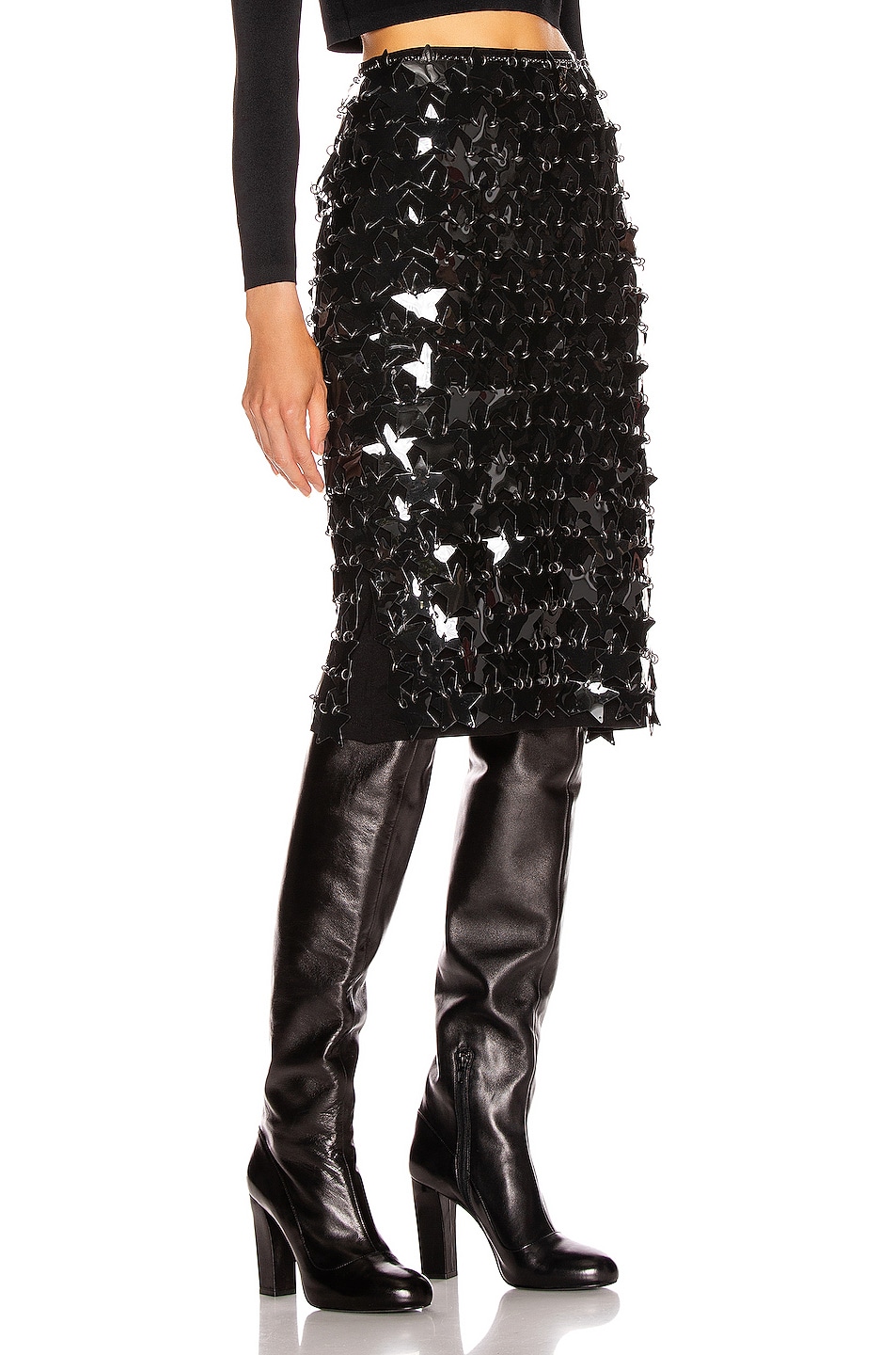 RABANNE Star Pailette Skirt in Black | FWRD