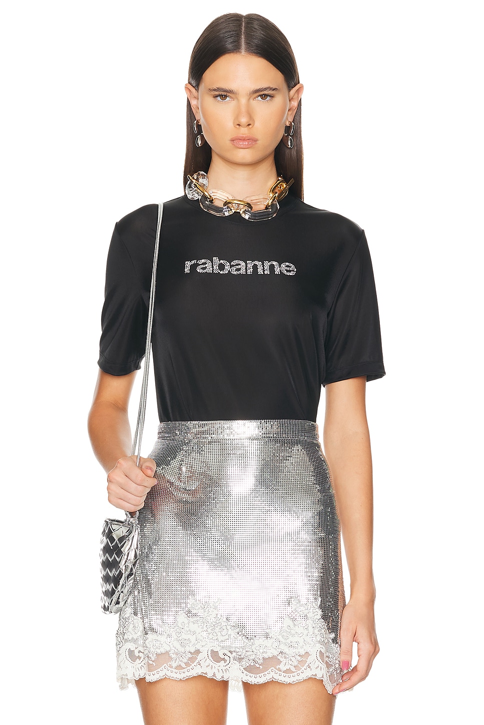 Image 1 of RABANNE Logo Tee Shirt in Black