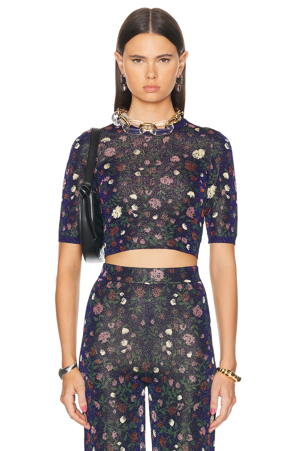 Image 1 of RABANNE Jacquard Sweater in Blue Floral