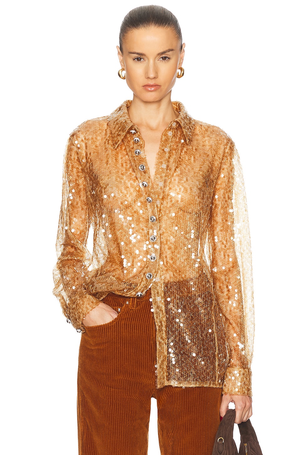 Image 1 of RABANNE Sequin Top in Amber