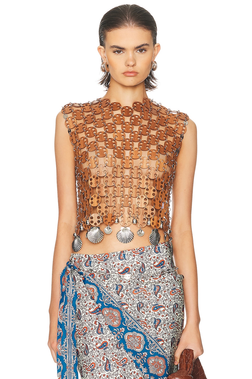 Wood Shell Top in Metallic Bronze