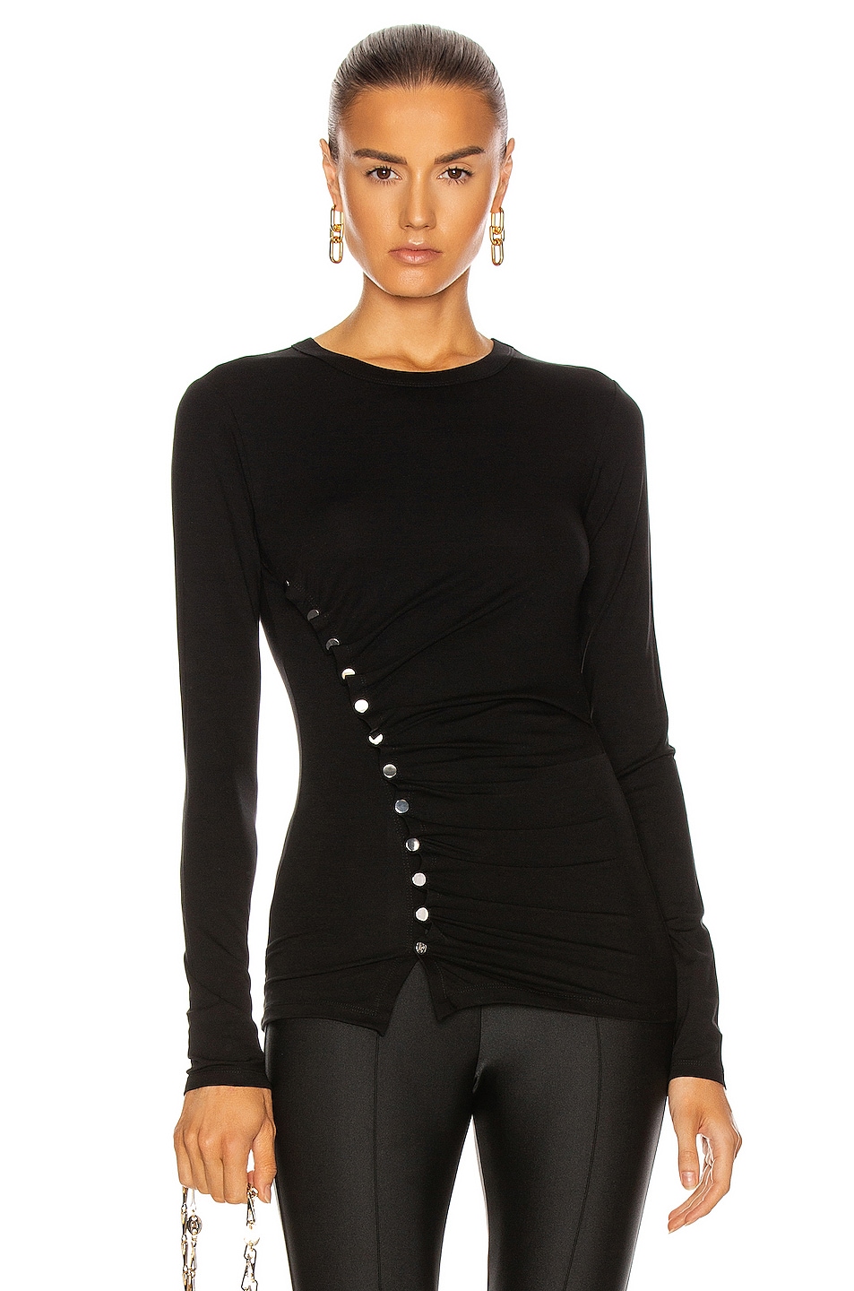 Image 1 of RABANNE Side Ruched Top in Black