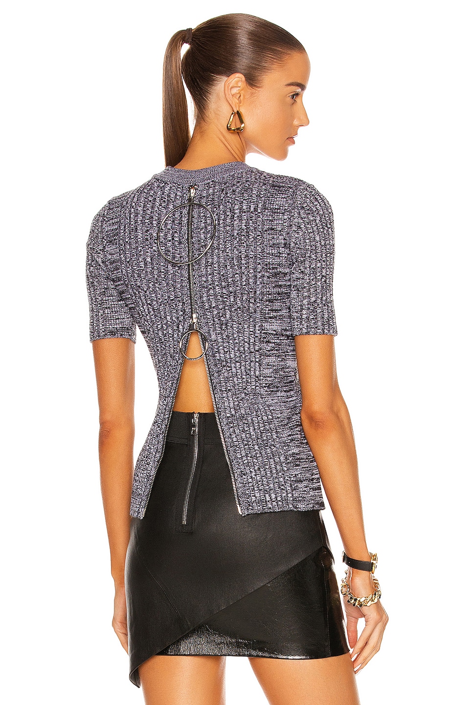 Image 1 of RABANNE Short Sleeve Knit Top in Black & White