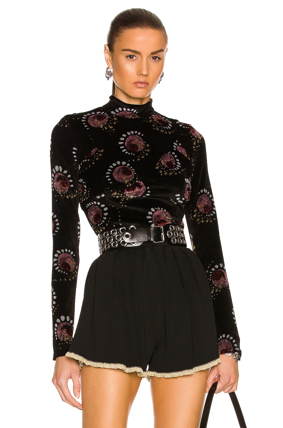 Image 1 of RABANNE Printed Mock Neck Long Sleeve Top in Small Firework