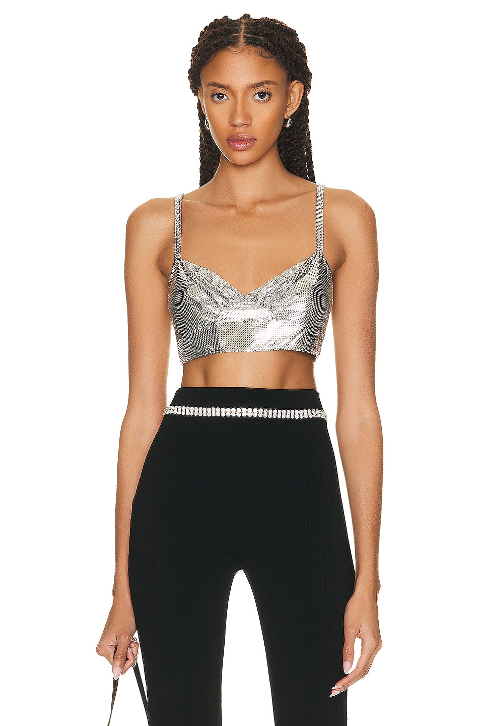 Image 1 of RABANNE Sleeveless Crop Top in Silver