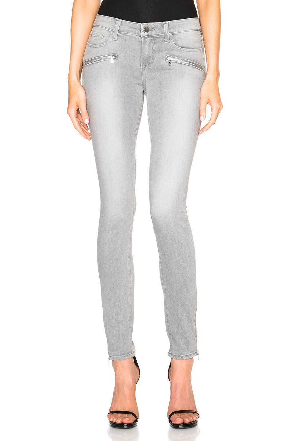 Image 1 of Isabel Marant Jill Zip Ultra Skinny in Dove Grey No Whiskers & Silver