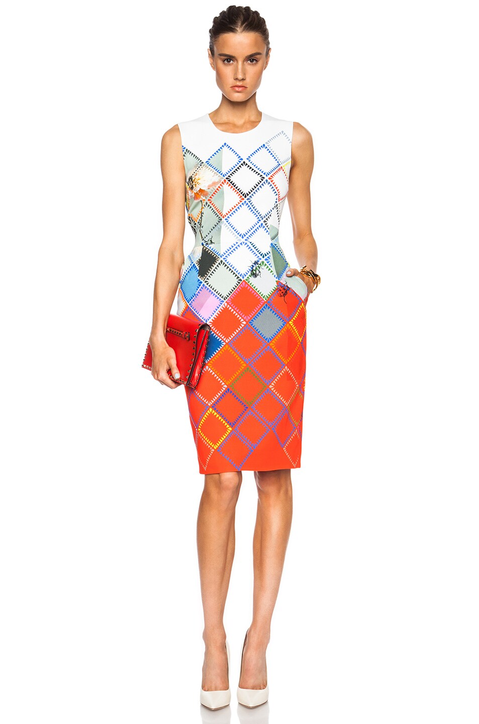 Image 1 of Preen by Thornton Bregazzi Issy Viscose-Blend Dress in Red Grid