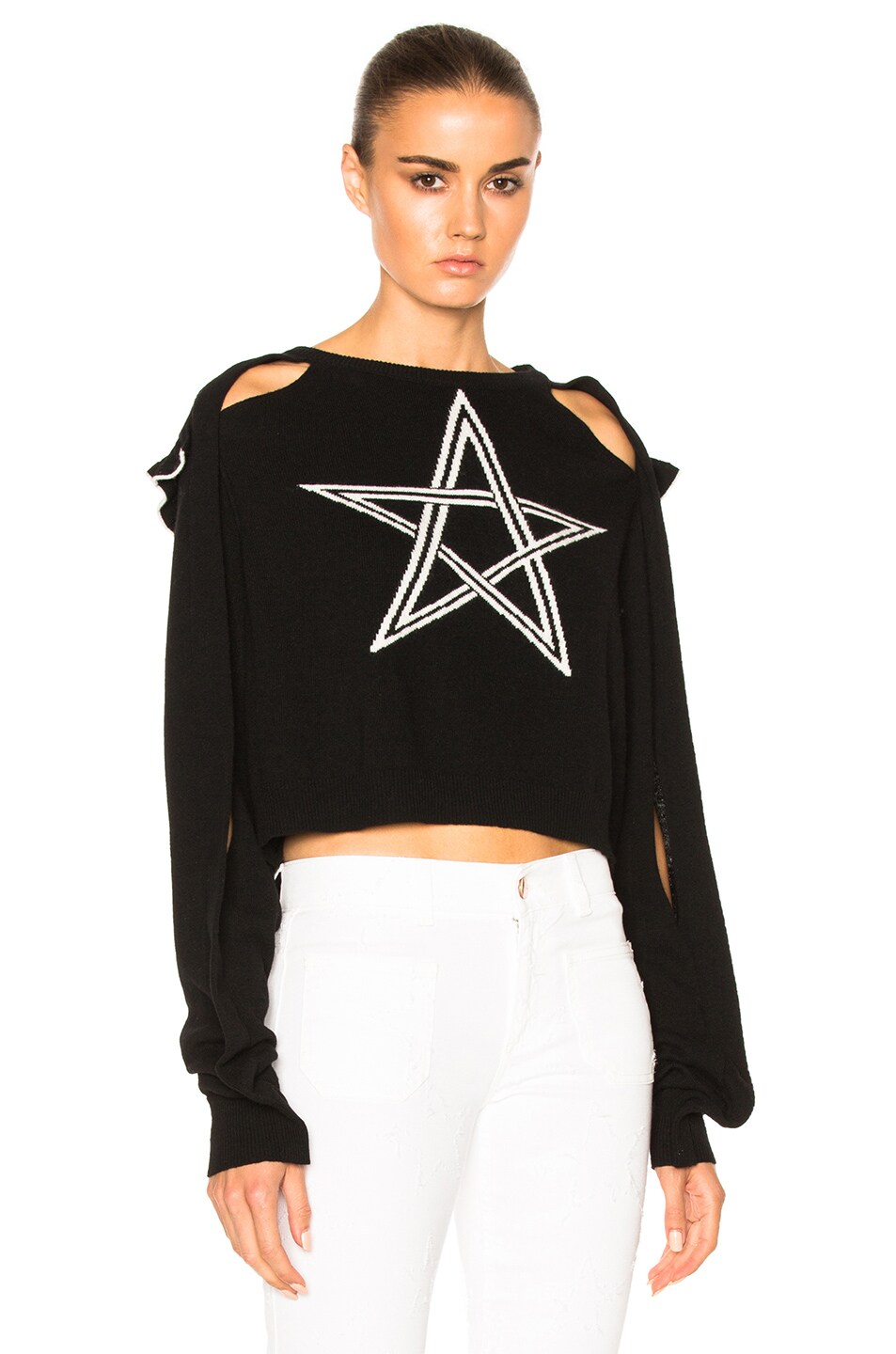 Image 1 of Preen by Thornton Bregazzi Cropped Kendra Sweater in Black