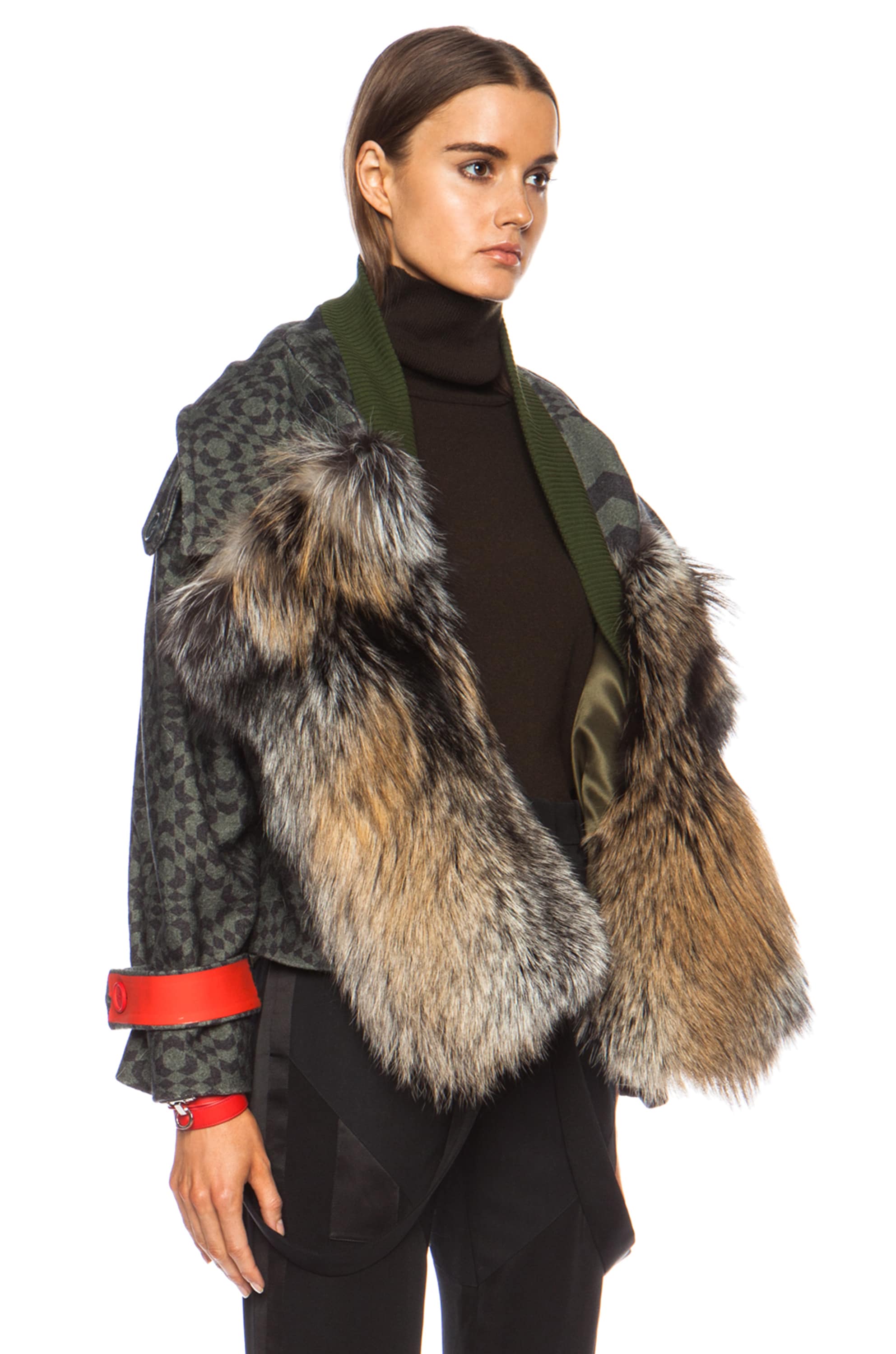 Preen by Thornton Bregazzi Falcon Fox Wool Jacket in Green Starbox | FWRD