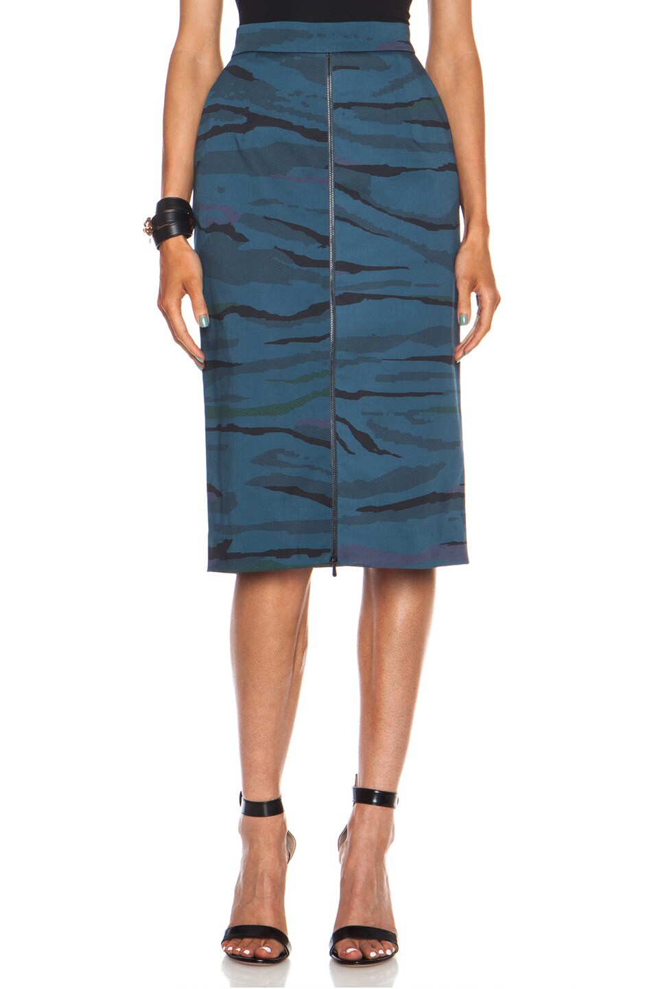 Image 1 of Preen by Thornton Bregazzi Janet Cotton-Blend Skirt in Navy Camouflage