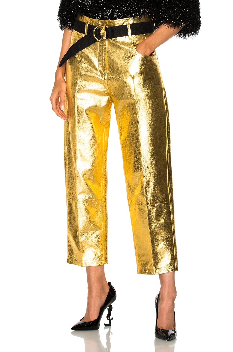 Image 1 of Petar Petrov Haig Cropped Pants in Gold