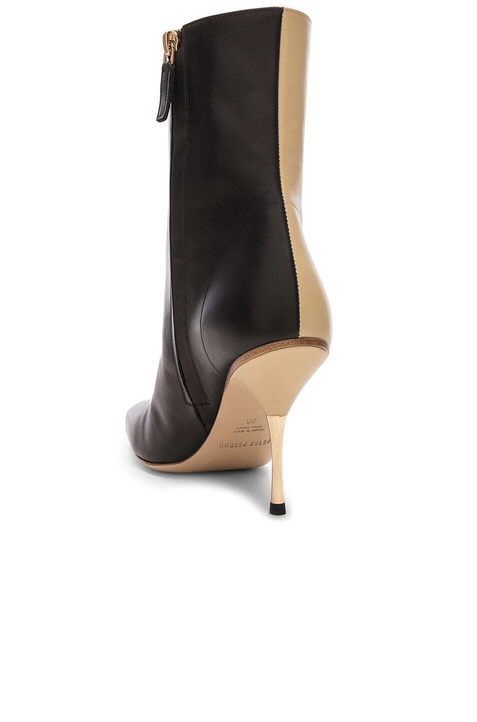 Petar Petrov Leather Svea Ankle Boots in Black, Beige & Gold | FWRD