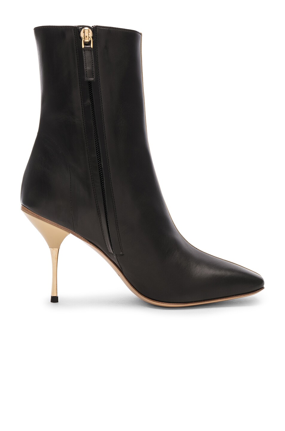 Petar Petrov Leather Svea Ankle Boots in Black, Beige & Gold | FWRD