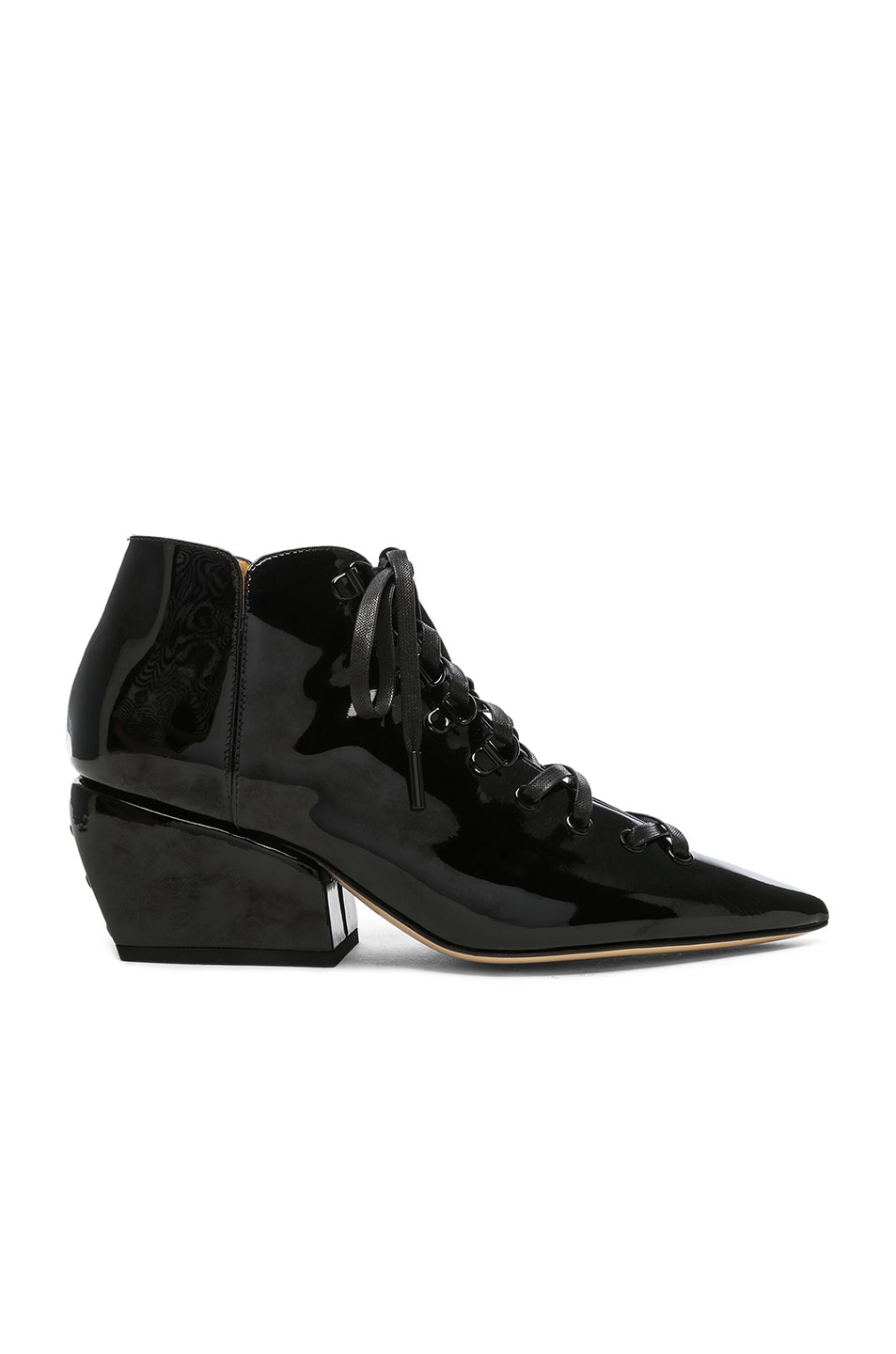 Image 1 of Petar Petrov Patent Leather Sacha Ankle Boots in Black Patent & Black