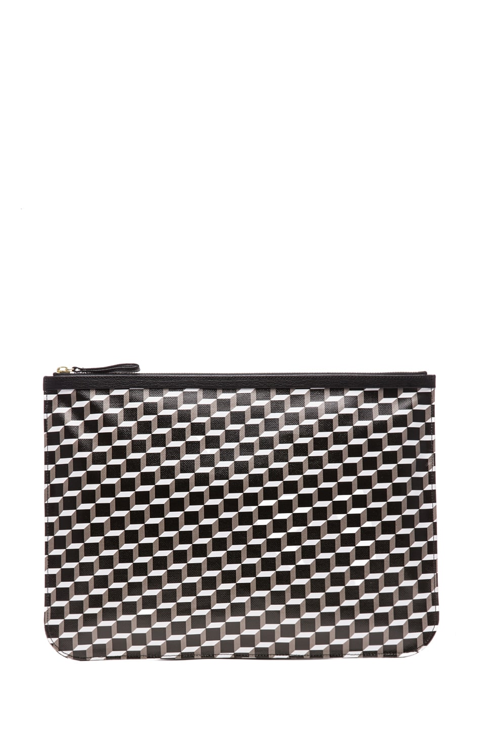 Image 1 of Pierre Hardy X-Large Canvas Cube and Grain Goat Pouch in Black & Black