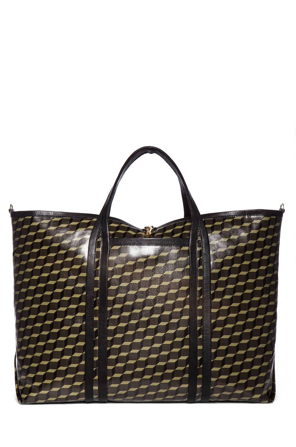 Image 1 of Pierre Hardy Cube Leather Bag in Kaki & Black